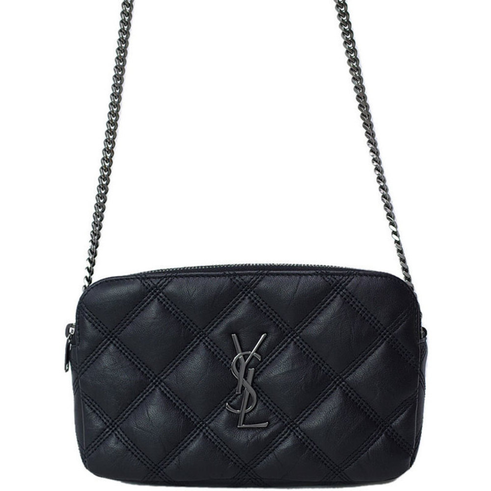 Saint Laurent Becky Double Zip Pouch Shoulder Bag Black